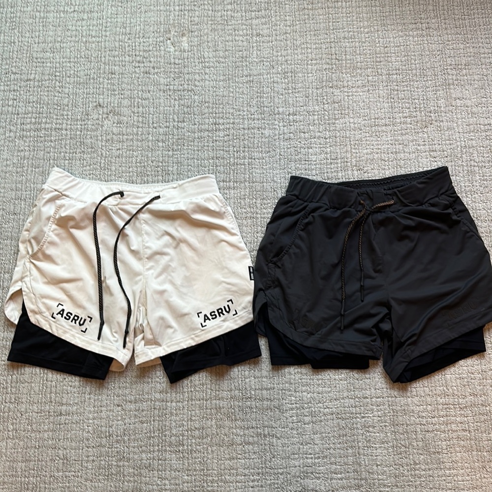 ASRV Silver-Lite Shorts with liner 5 inch, white/black, charcoal/black Medium